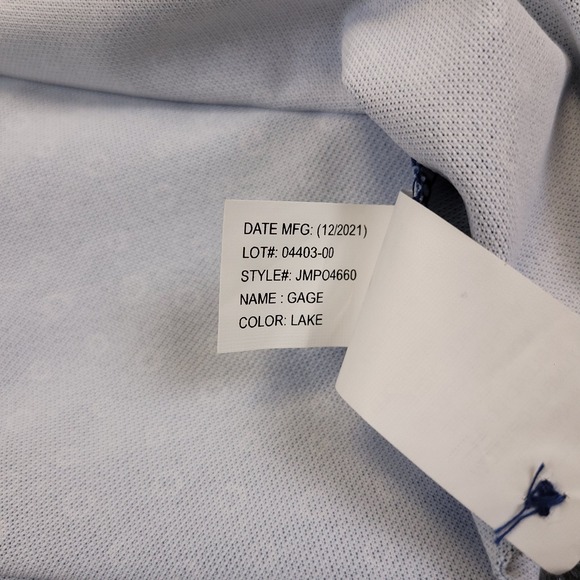 NWT Johnnie O Prep Performance Golf Polo Sz M Blue Micro Dot Stretch $98 MSP - Picture 11 of 15
